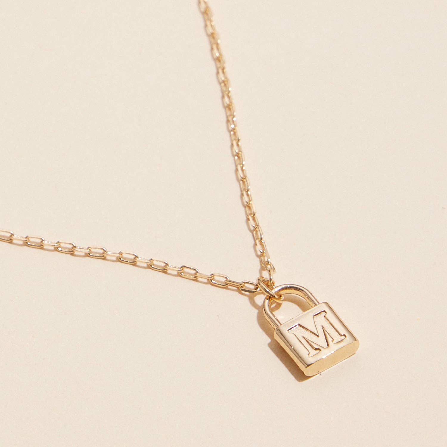Chic Gold Initial Lock Pendant | Necklace
