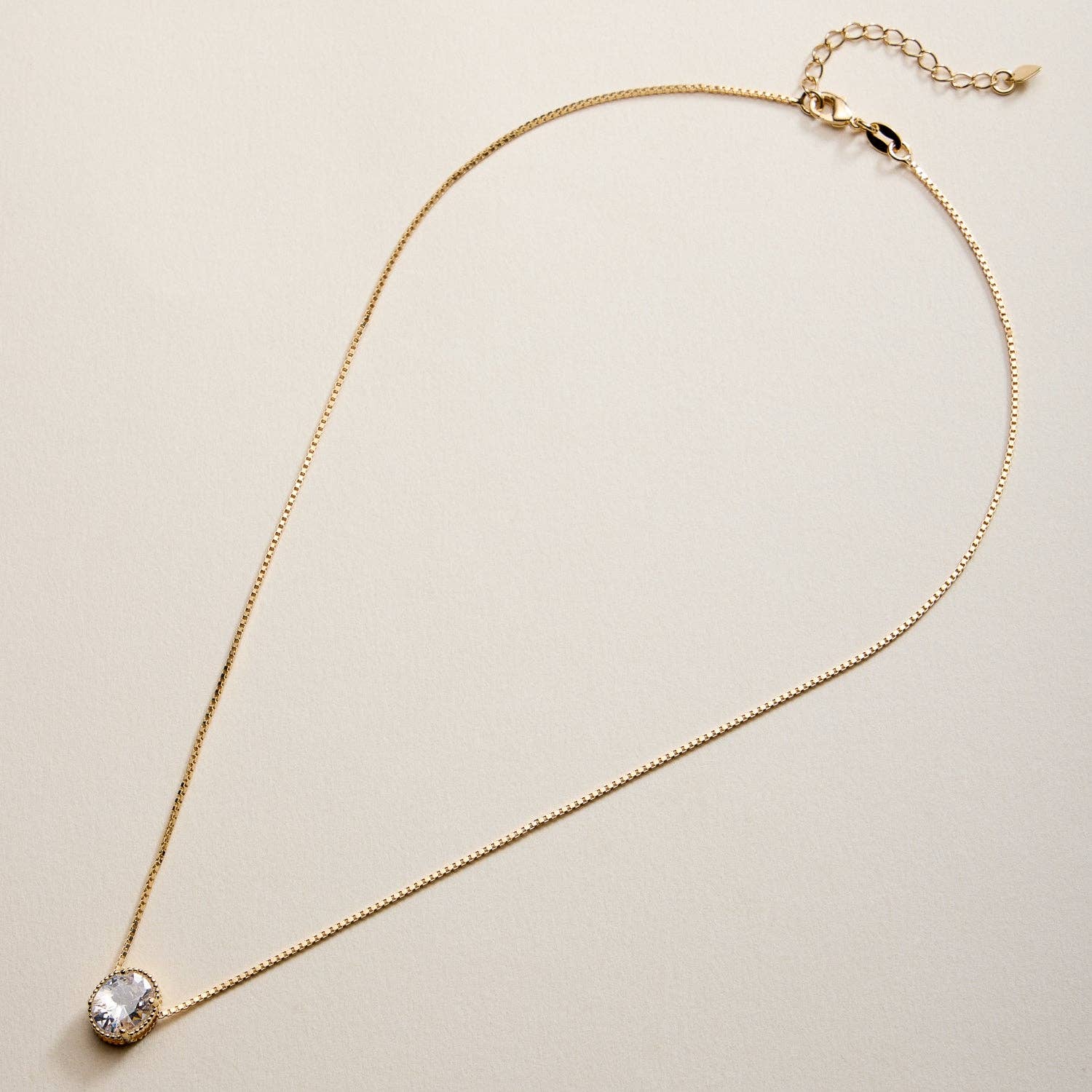 Gold Filled Oval CZ Solitaire Necklace