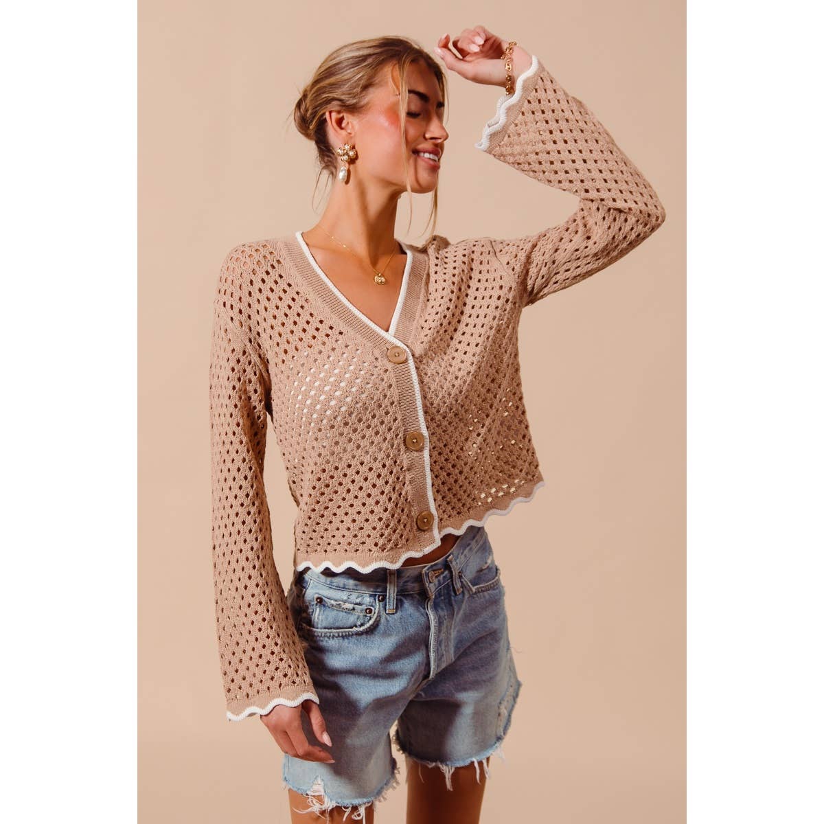 OPEN KNIT LIGHT WEIGHT SWEATER CARDIGAN