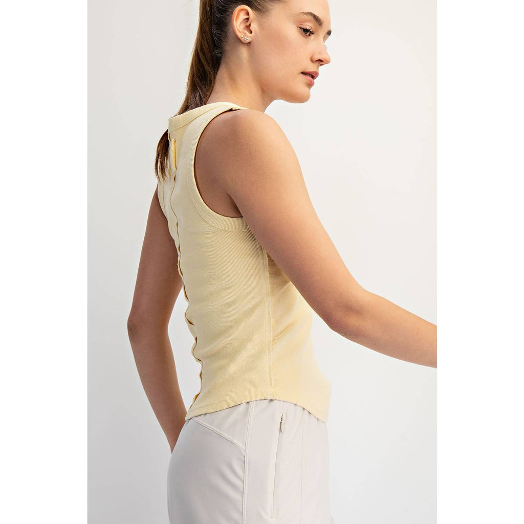 MINERAL WASHED COTTON RIB SLEEVELESS TANK