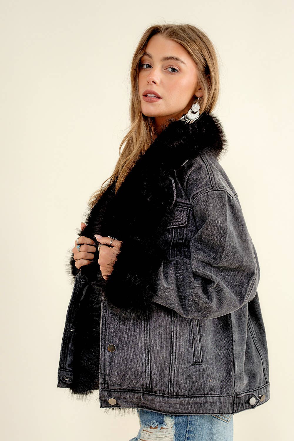 Nicole Fur Denim Jacket
