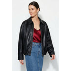 Vegan Leather Bomber Jacket