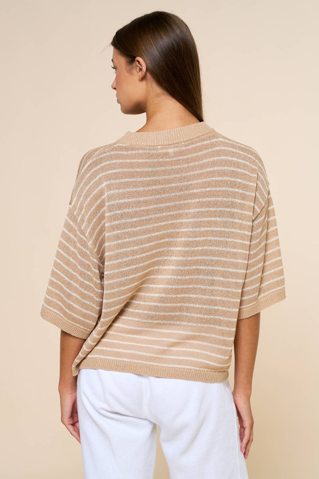 Stripe Knit Round Neck Top