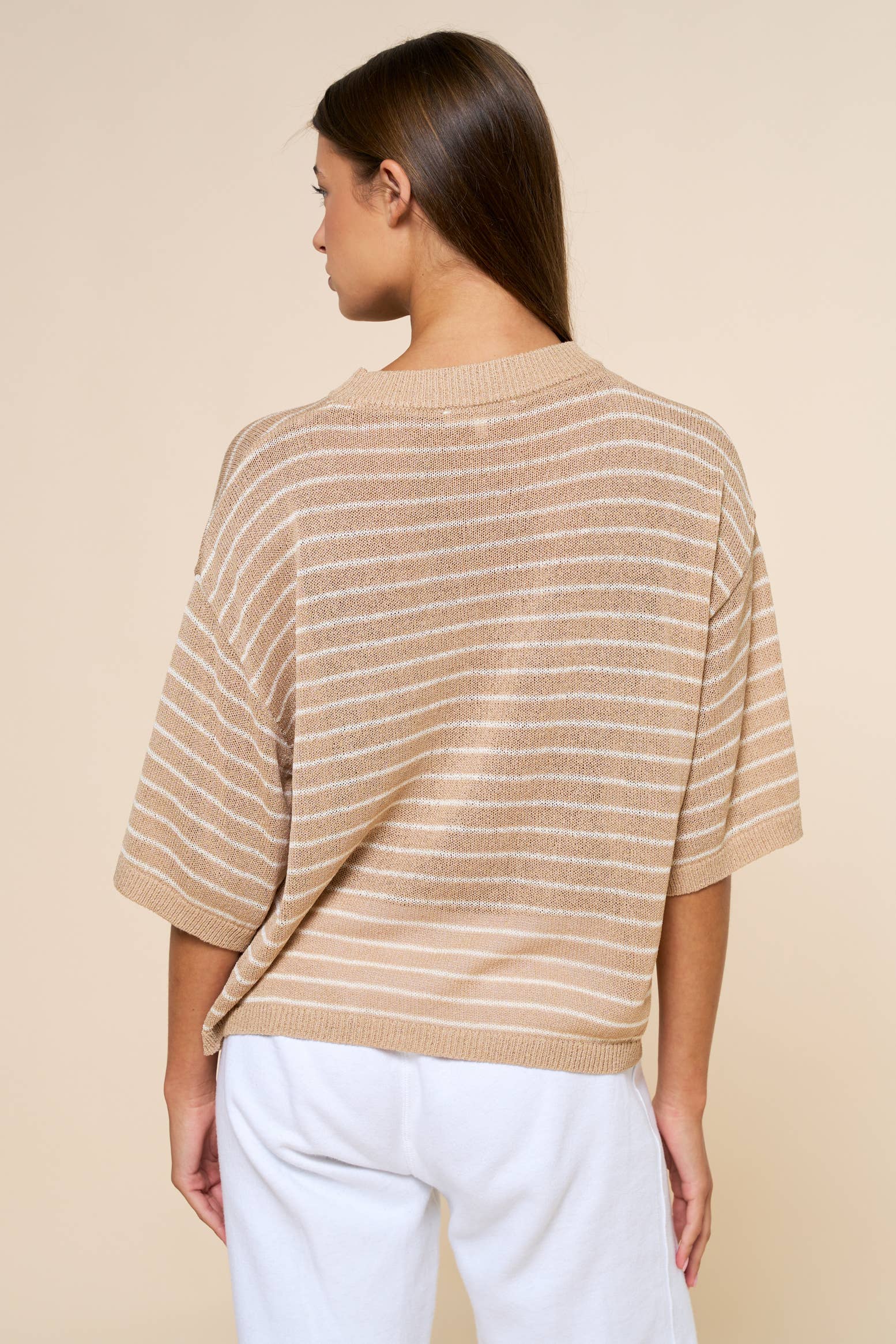 Stripe Knit Round Neck Top