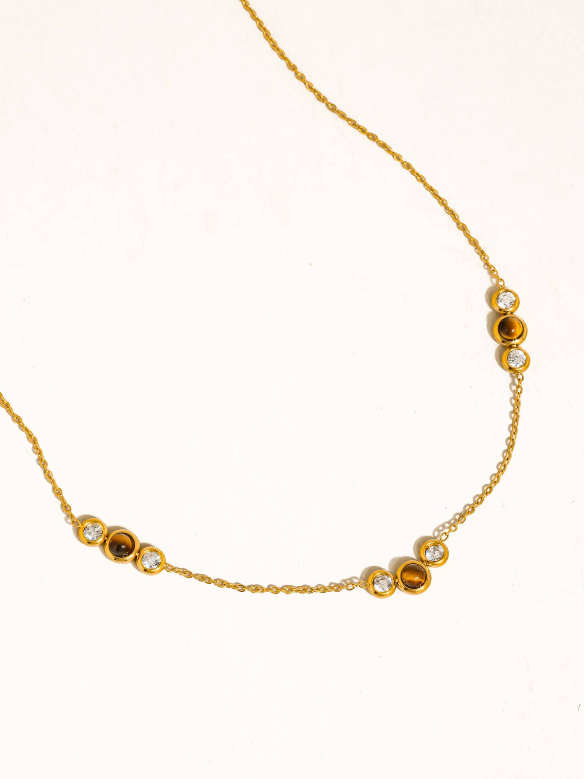 Embla 18K Gold Non-Tarnish Tiger Eye CZ Necklace
