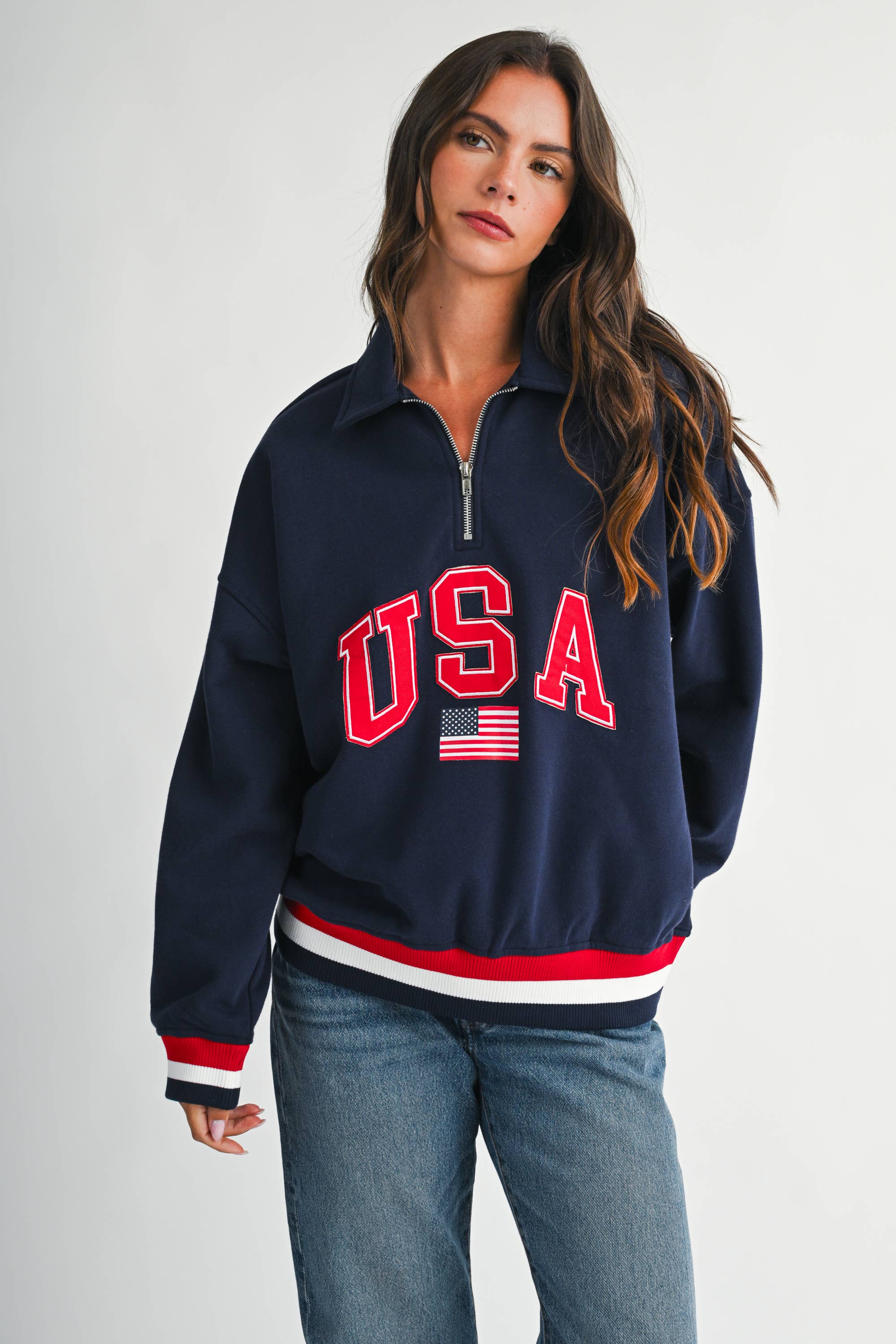USA Graphic Half Zip Sweatshirt