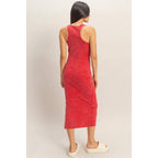 Acid Washed Ribbed Midi Tank Dress