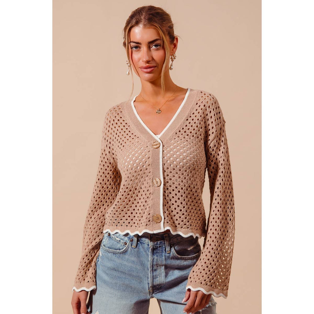 OPEN KNIT LIGHT WEIGHT SWEATER CARDIGAN
