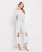 90'S VINTAGE SUPER HIGH RISE CROP FLARE JEANS V2471