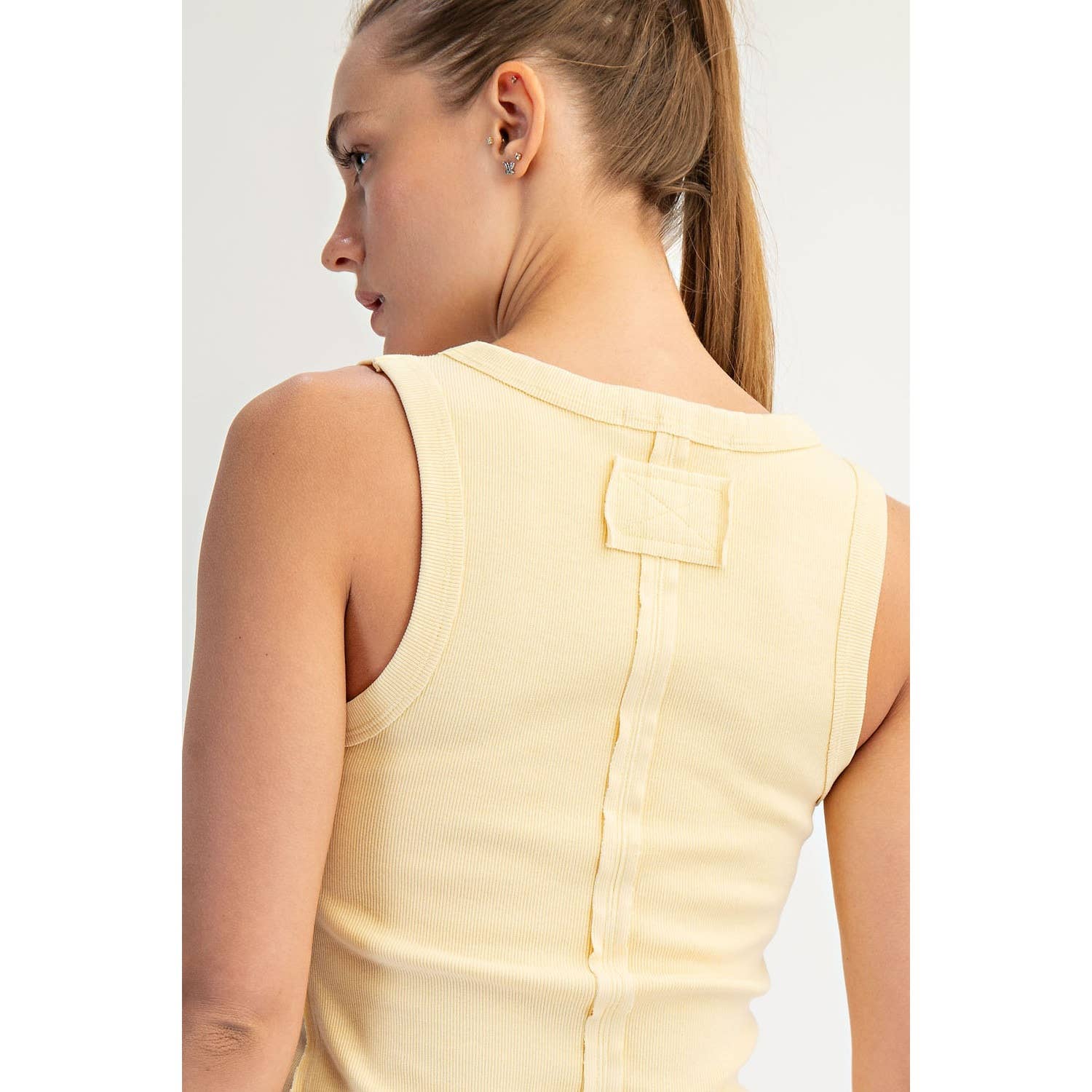 MINERAL WASHED COTTON RIB SLEEVELESS TANK