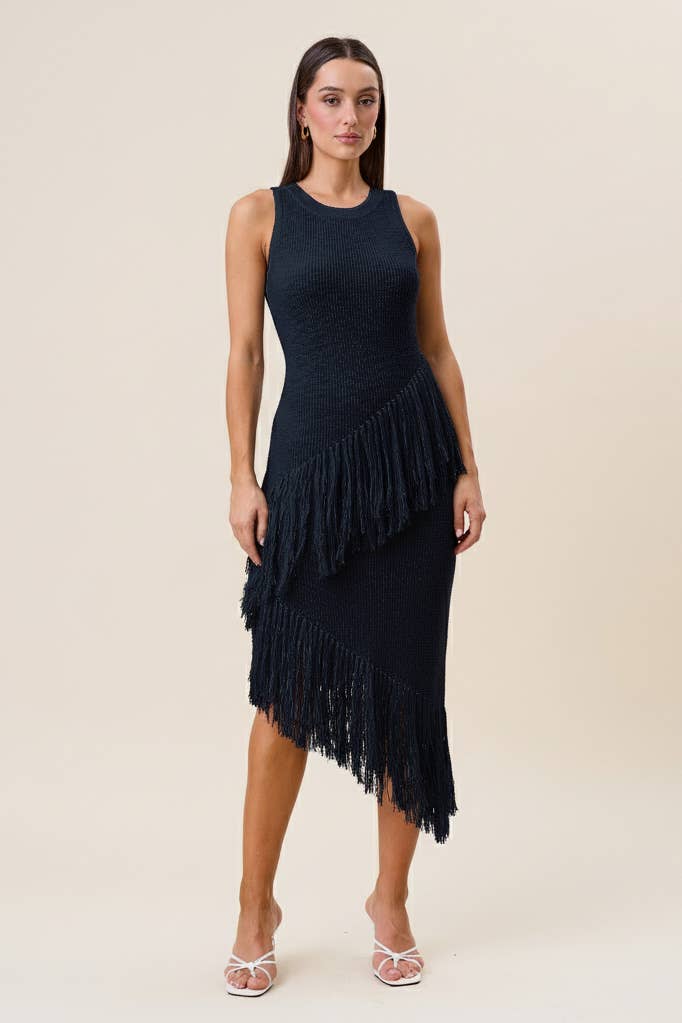 Mila fringe midi dress