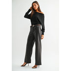 High Rise Wide Leg Faux Leather Pants