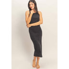 Acid Washed Ribbed Midi Tank Dress
