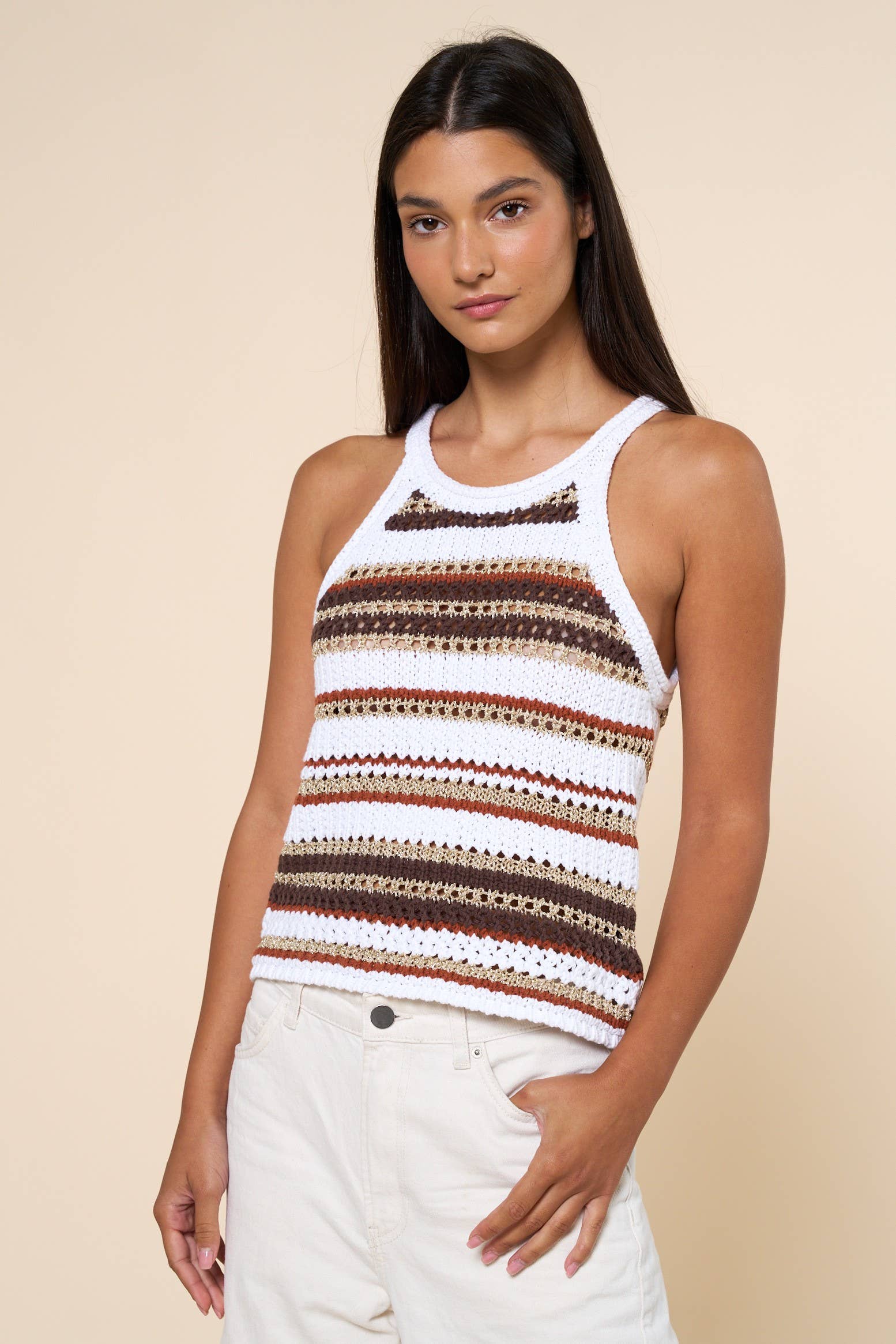 Multicolor Stripe Crochet Tank Top