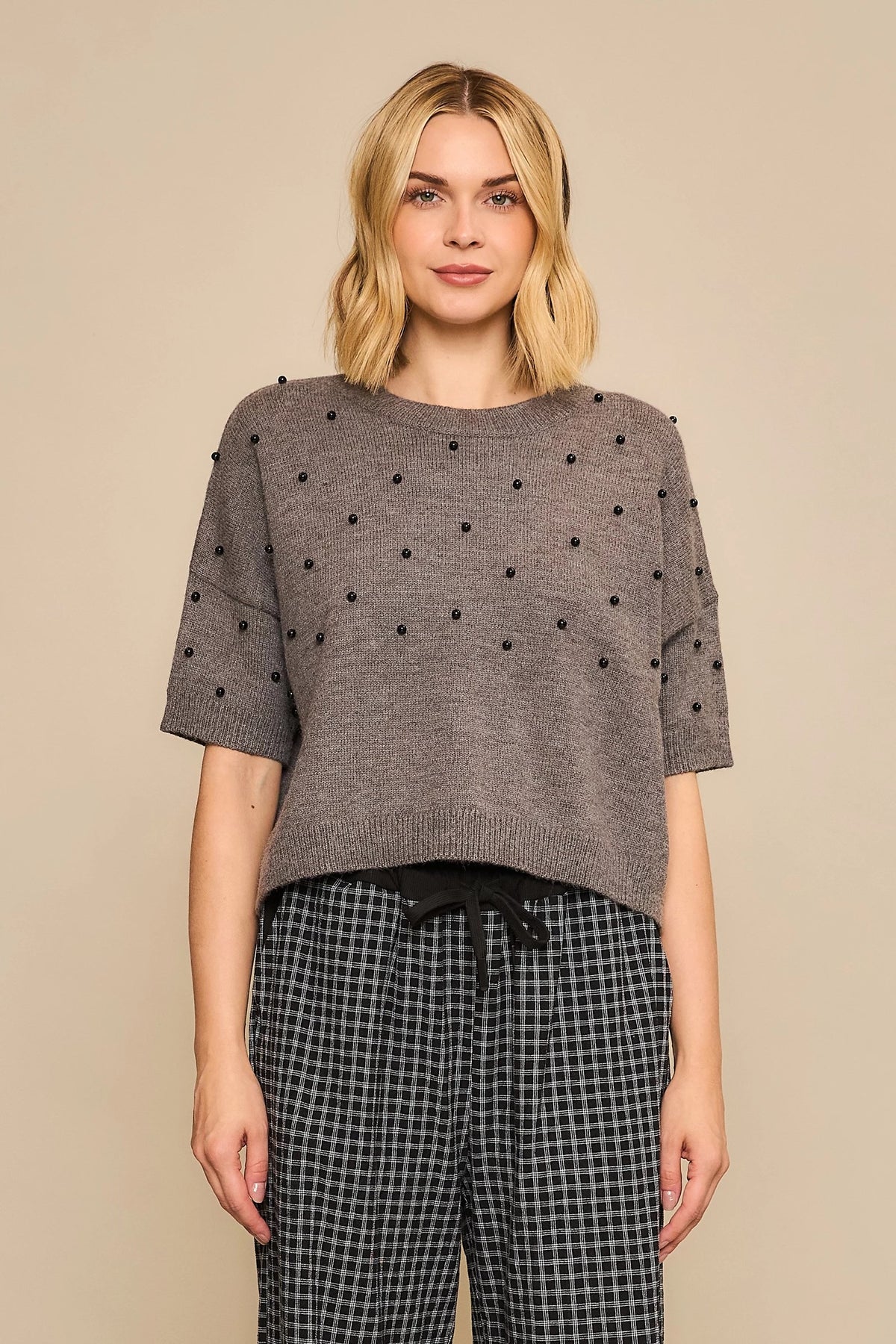 Studded Knit Top