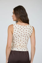 Polka Dot Boat Neck Top