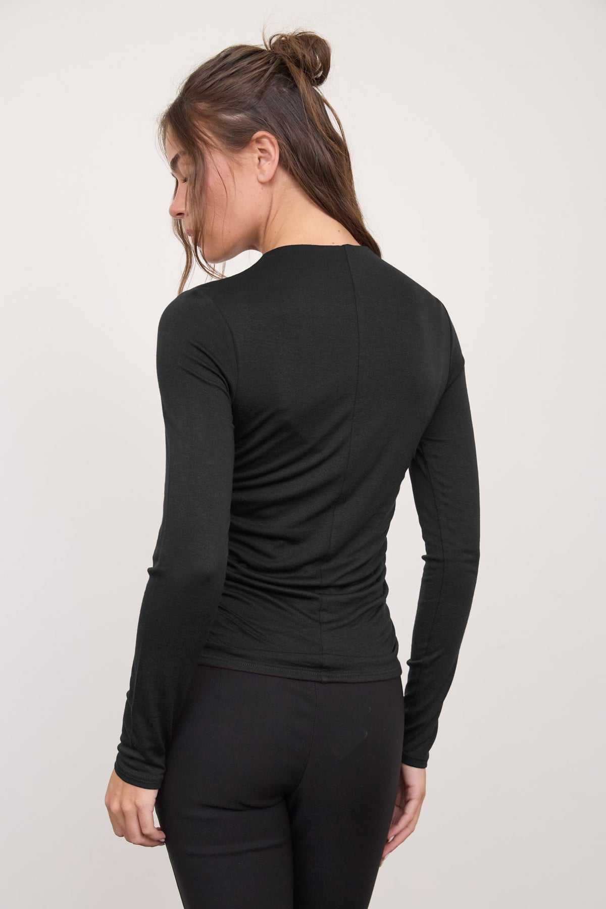 Ruched Side Long Sleeve Knit Top