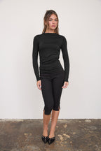 Ruched Side Long Sleeve Knit Top