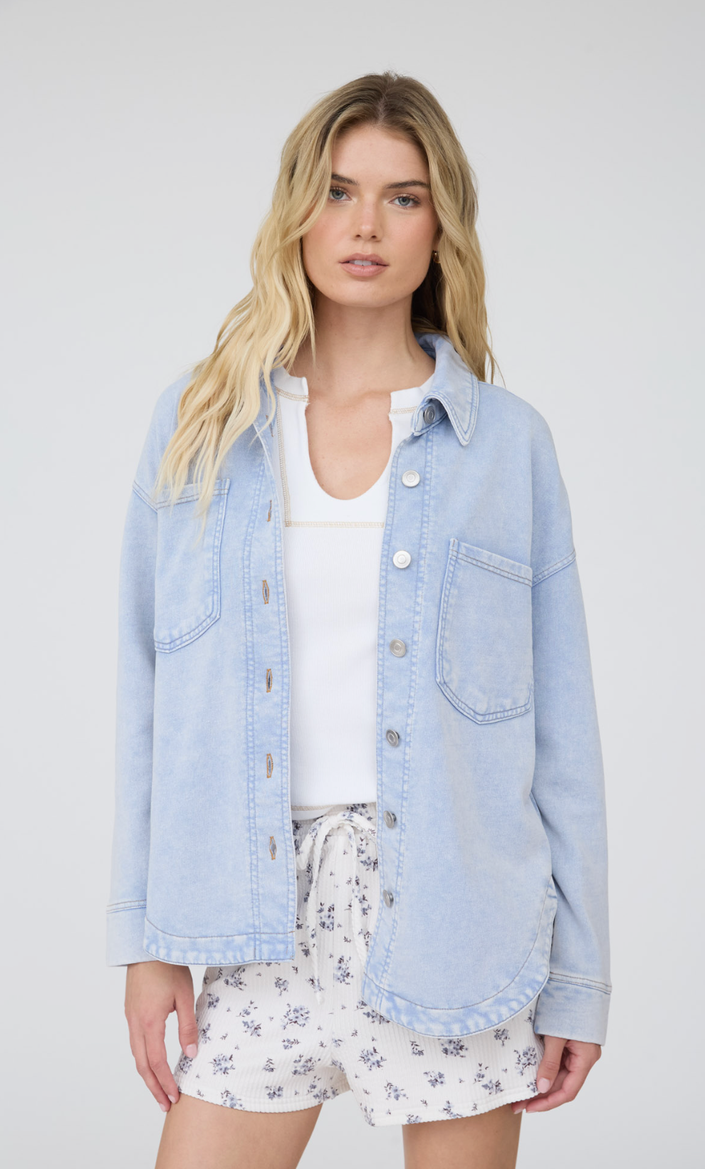 100% Cotton Button Down Shacket