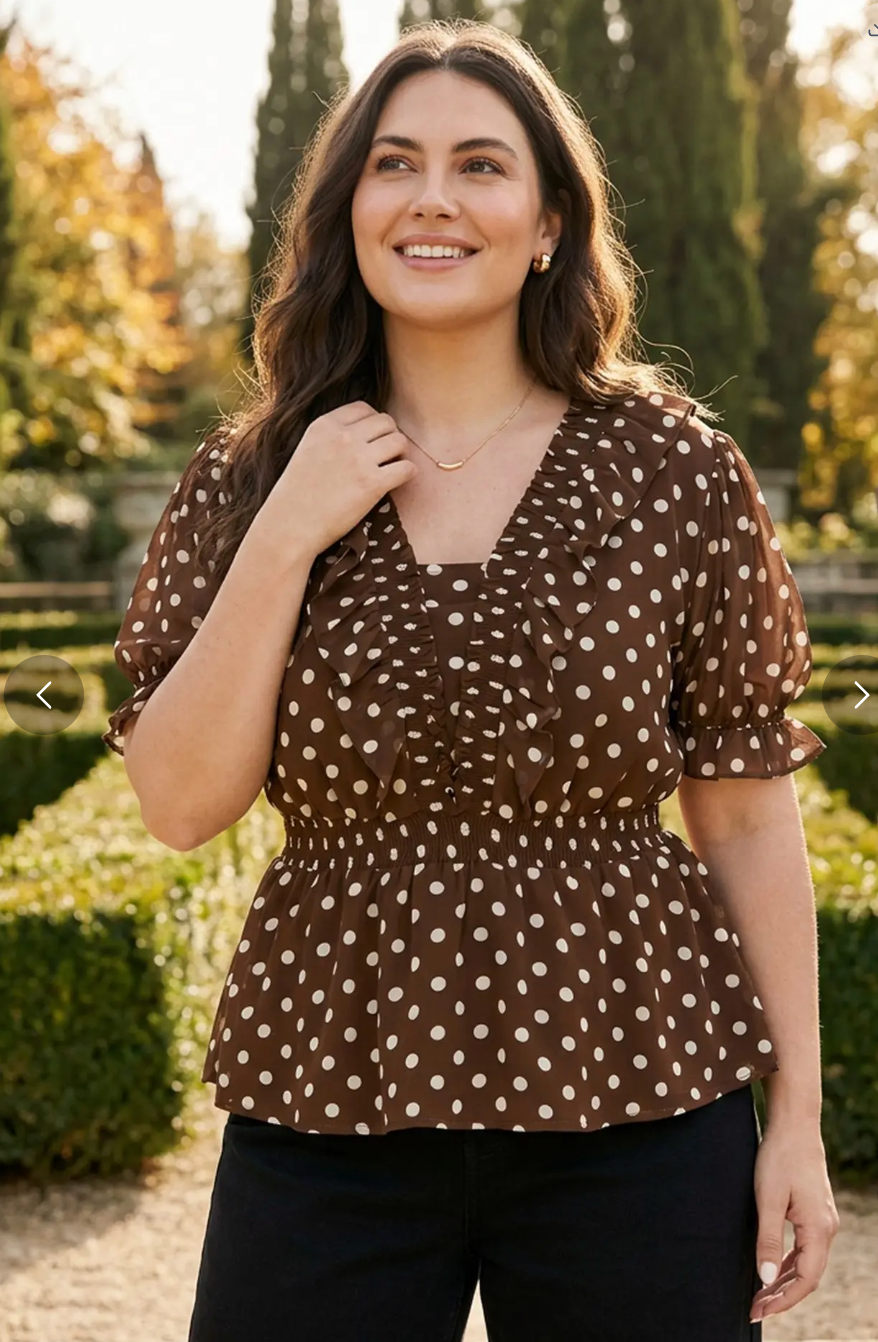 Brown Polka Dot Blouse