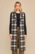 Charcoal Plaid Open Vest