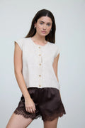 Knit Cap Sleeve Button up Cardigan