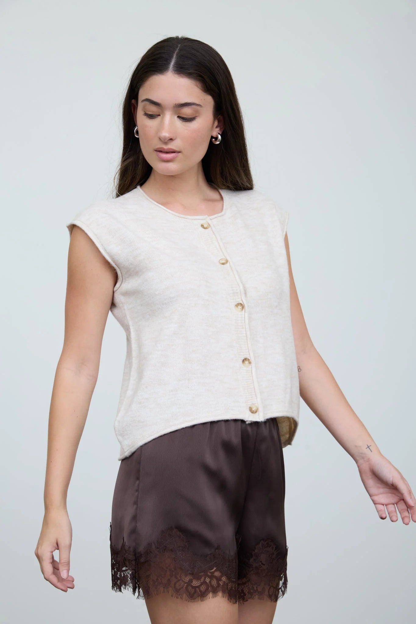 Knit Cap Sleeve Button up Cardigan