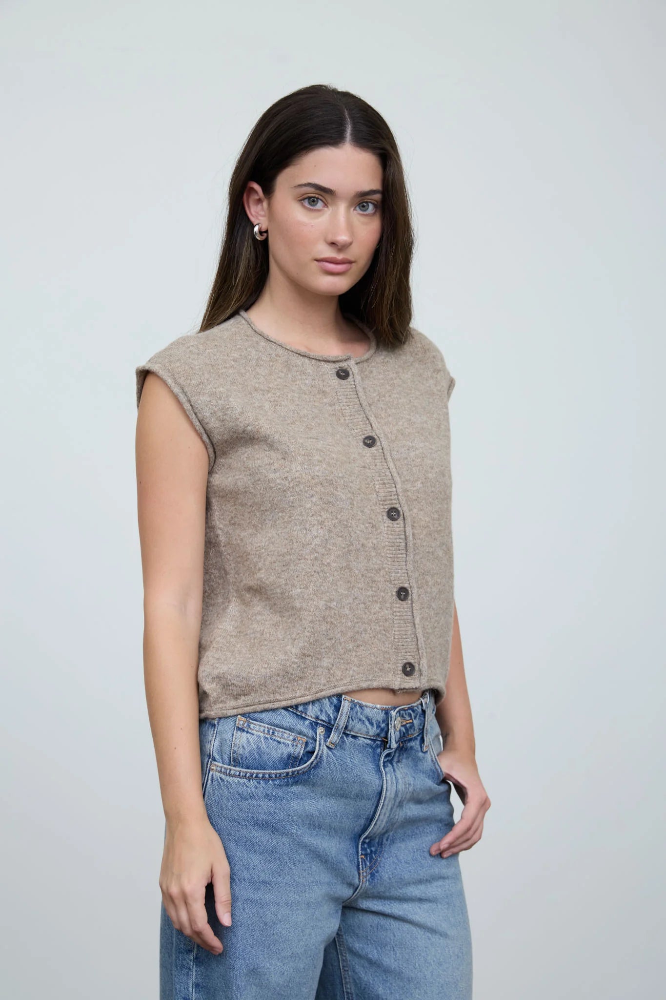Knit Cap Sleeve Button up Cardigan