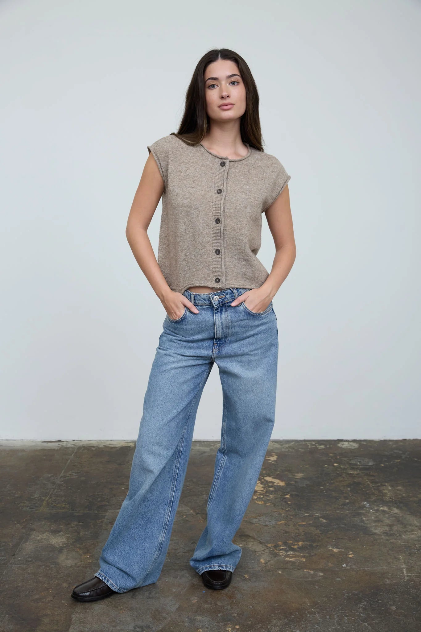 Knit Cap Sleeve Button up Cardigan