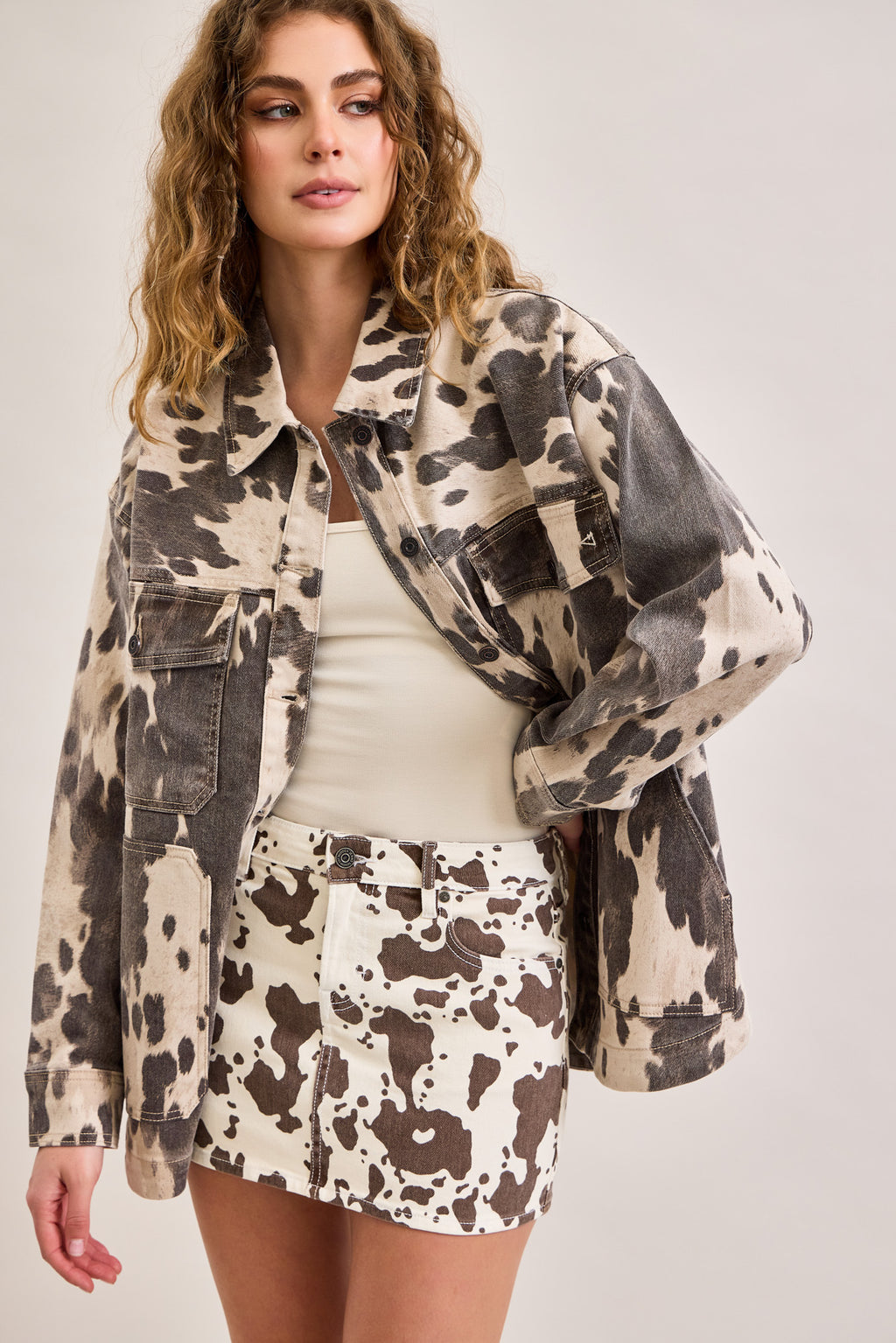 Hidden Cow Print Shacket