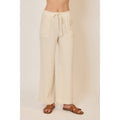 Drawstring Viscose Linen Blend Pants w Pockets