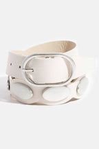Metallic Oval Accent Suede Belt