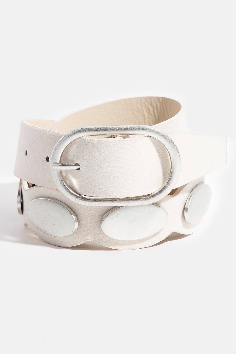 Metallic Oval Accent Suede Belt