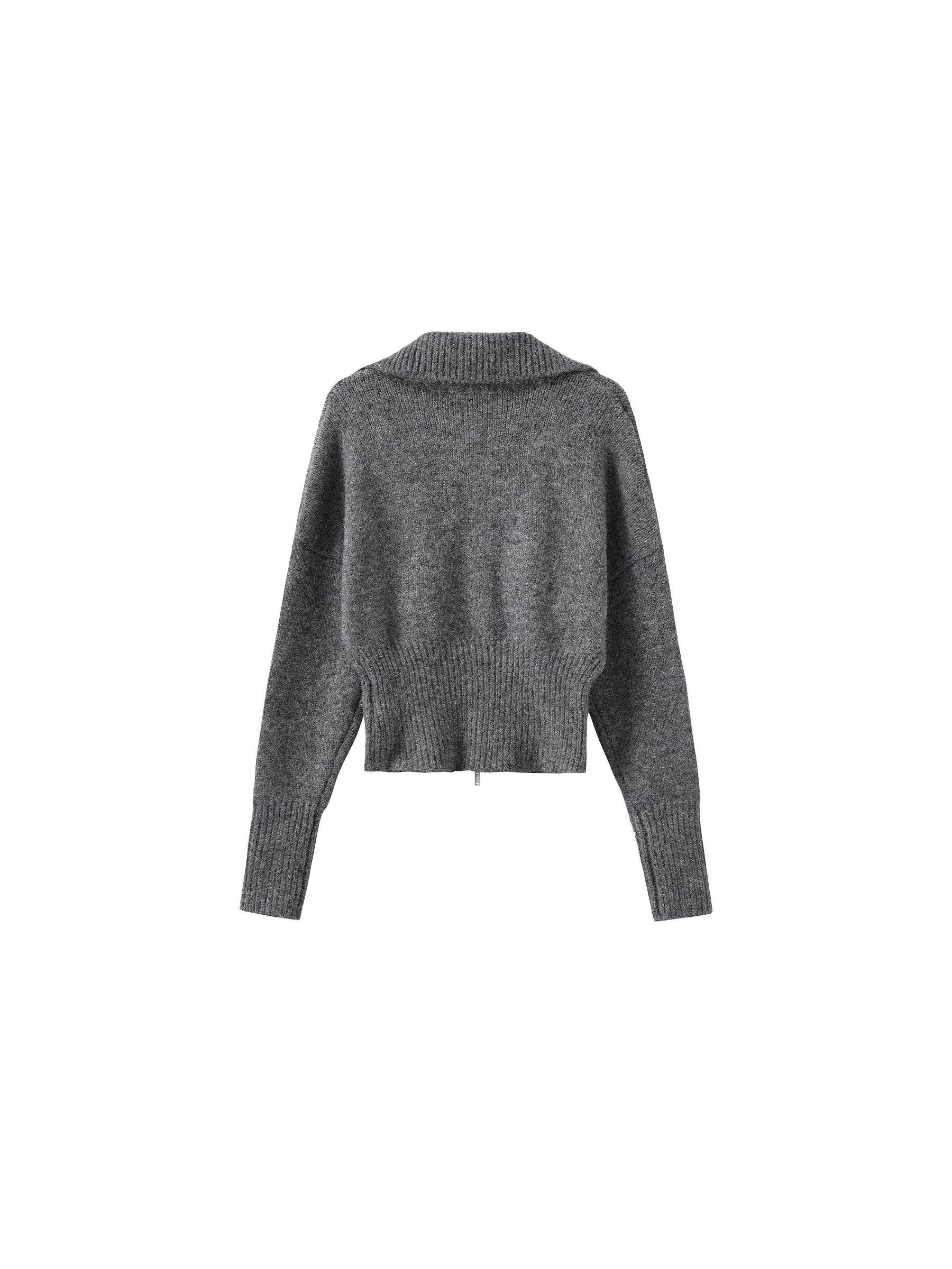 Retro Stand Collar Zip-Up Cardigan