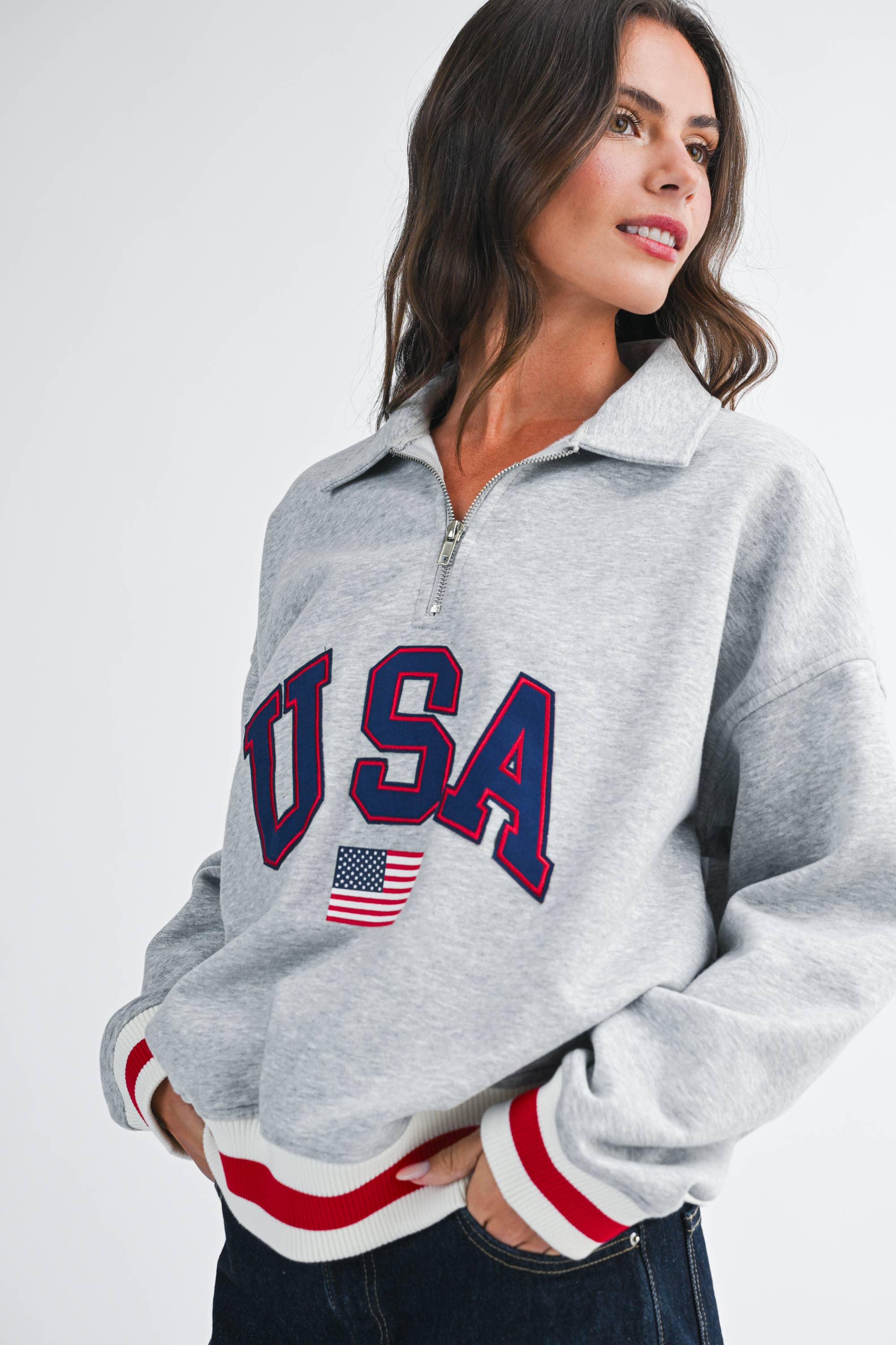 USA Graphic Half Zip Sweatshirt