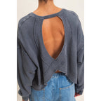 Mineral Wash Waffle Open Back Top