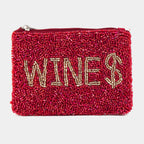 Wines Seed Beaded Coin Purse