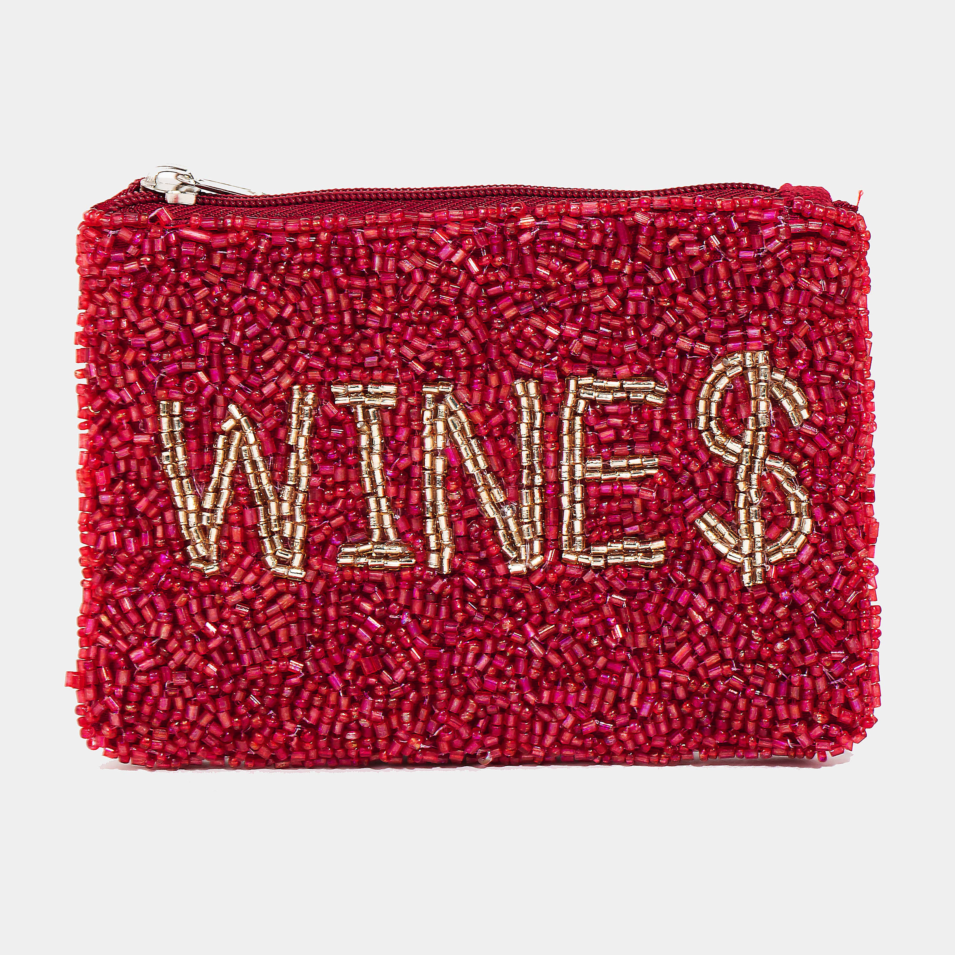 Wines Seed Beaded Coin Purse