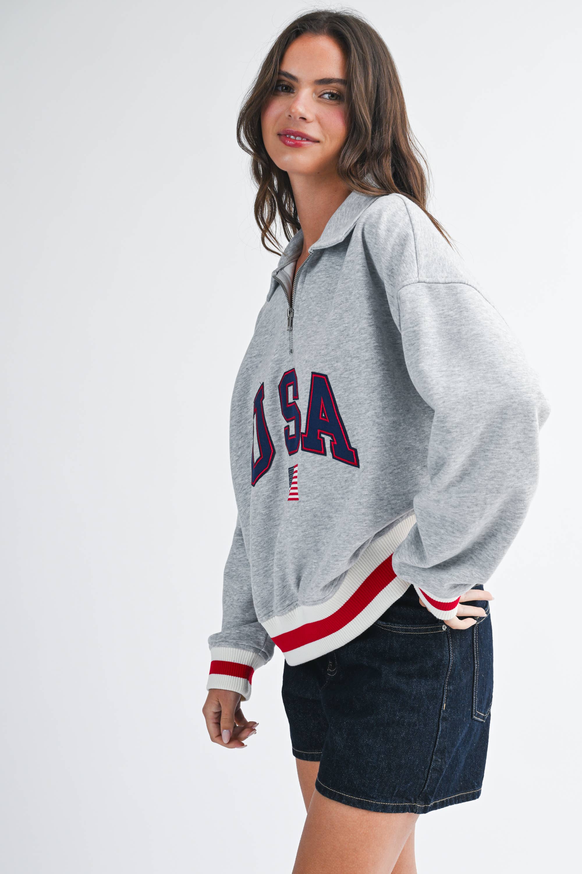 USA Graphic Half Zip Sweatshirt