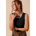 RIB SLEEVELESS TANK TOP EMBROIDERY DETAIL