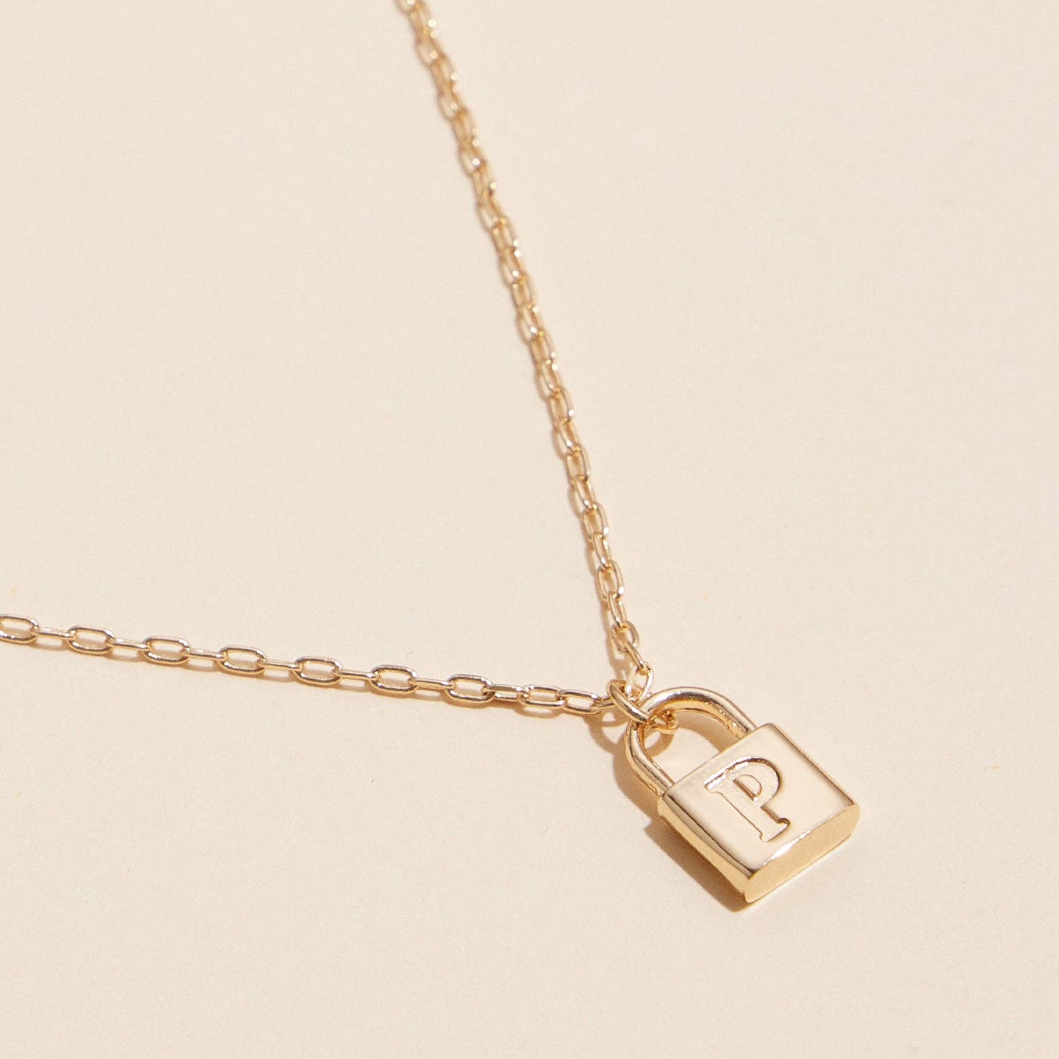 Chic Gold Initial Lock Pendant | Necklace