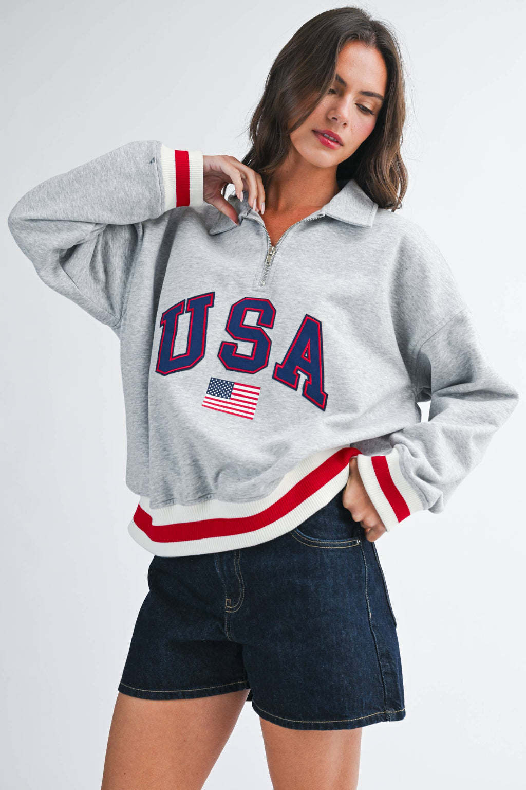 USA Graphic Half Zip Sweatshirt