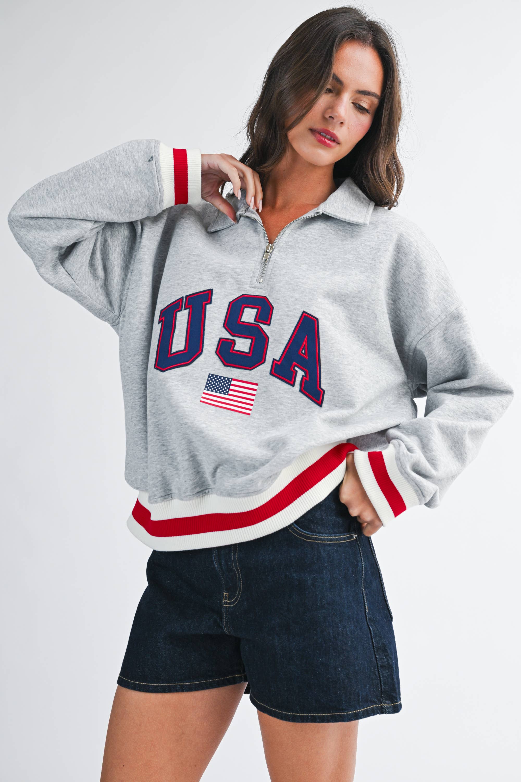 USA Graphic Half Zip Sweatshirt