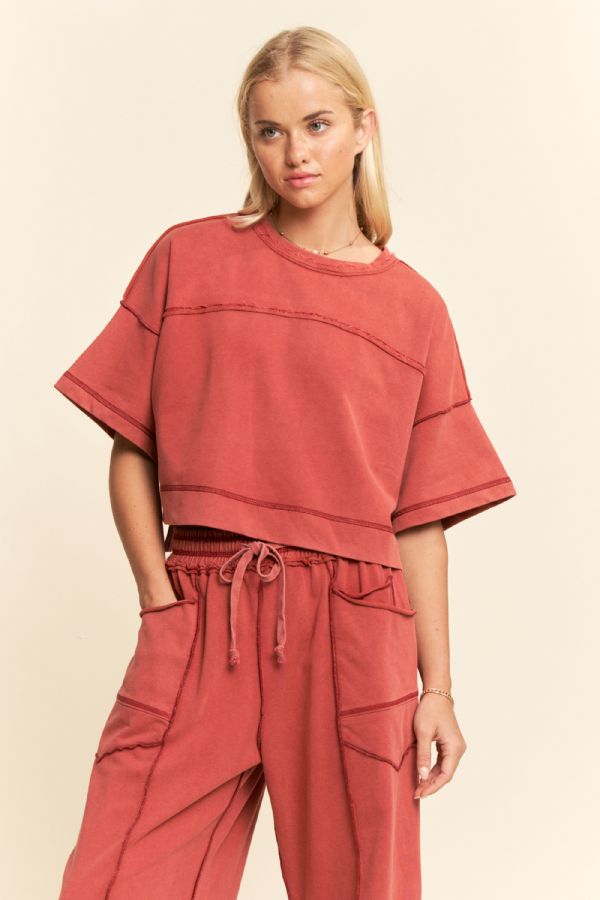 MINERAL WASHED EXPOSED BARREL PANTS SET