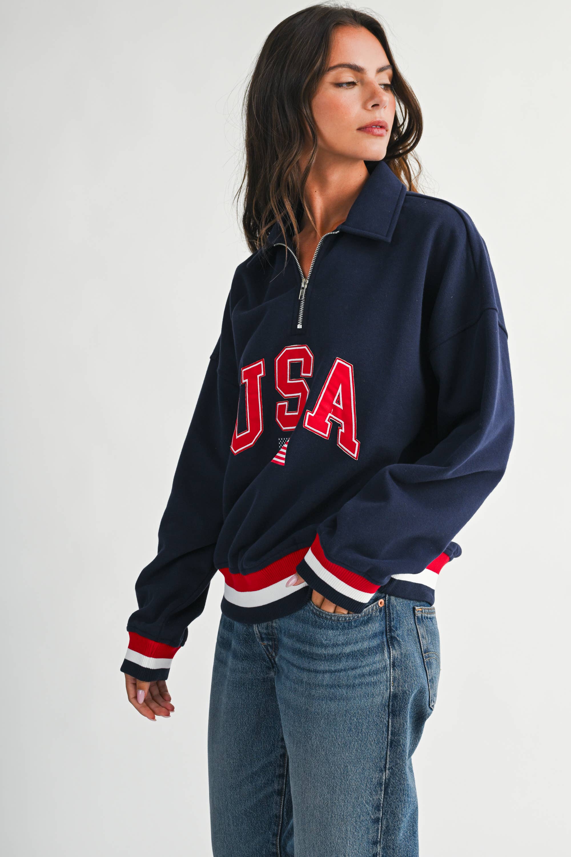 USA Graphic Half Zip Sweatshirt