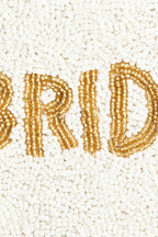 Gold Bride Print White Beaded Coin Purse