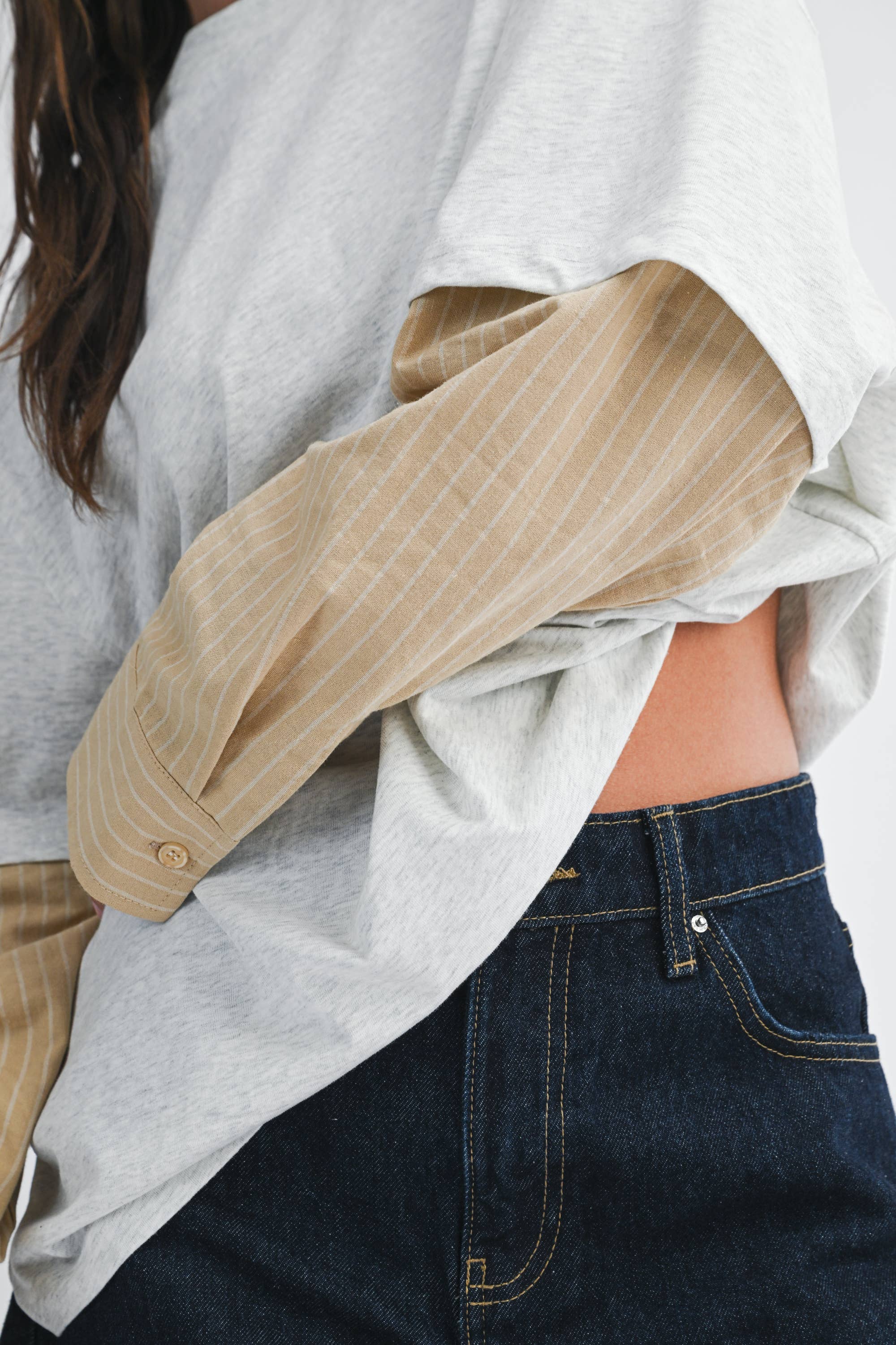 Mixed Media Layered Long Sleeve Top