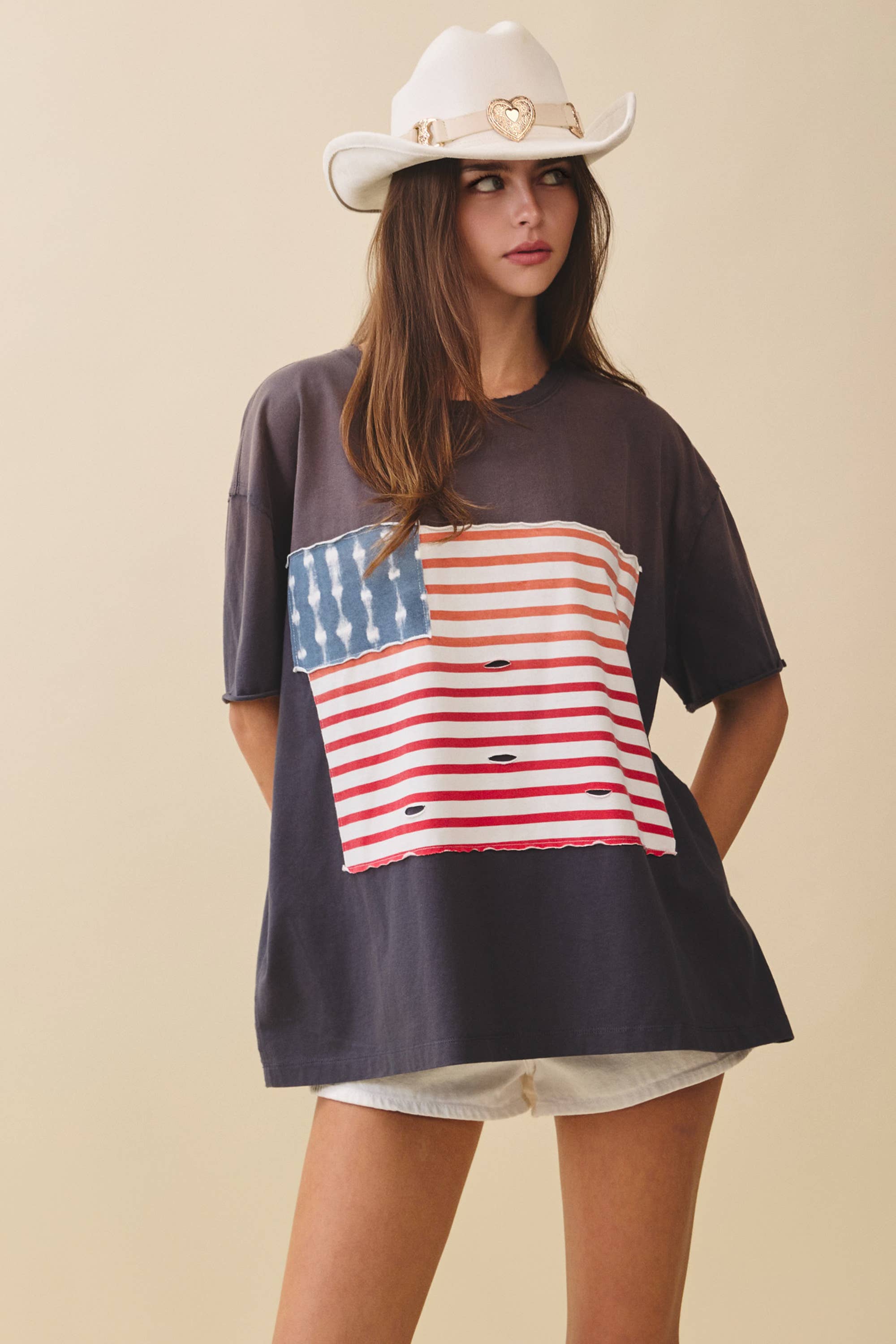 Distressed Flag Patch Tee