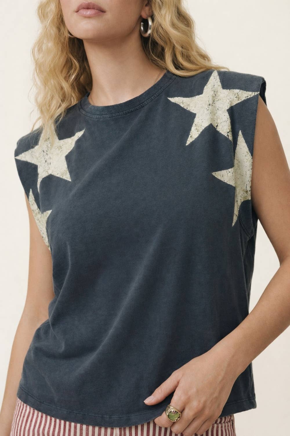 250th 4th of July star shoulder top
