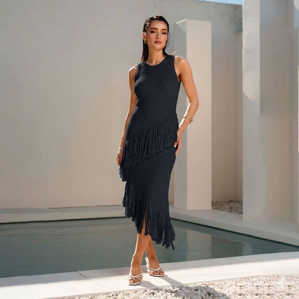 Mila fringe midi dress